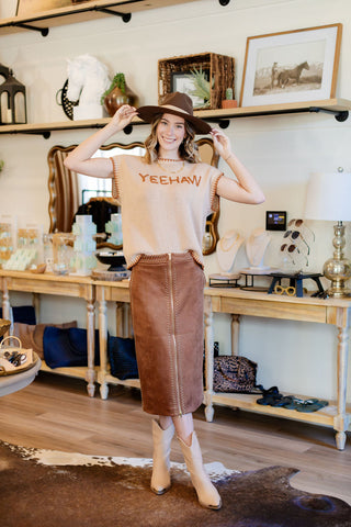 Gold Studded Suede Skirt
