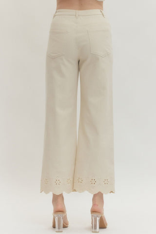 Cream Eyelet Pants