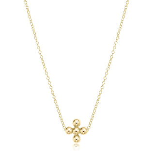 enewton 16" Necklace Gold- Classic Beaded Signature Cross- 3mm Bead