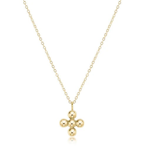 E Newton 4mm Bead Gold Cross Charm Necklace