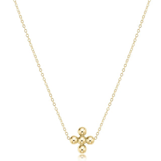 enewton 16" Necklace Gold- Classic Beaded Signature Cross- 4mm Bead