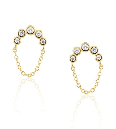 Crescent Chain CZ Studs