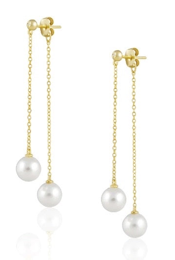 Xana Double Pearl Dangle Earrings