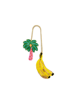 Banana & Palm Tree Beaded Bag Charm