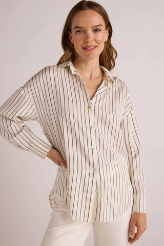 Button Down- Ivory Lurex Stripe