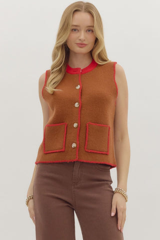 Chase Sweater Vest - Brown