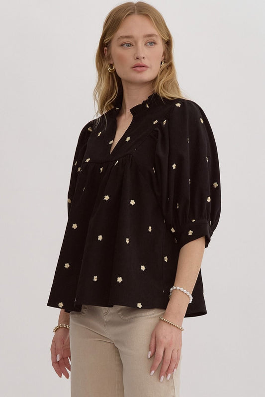 Gold Pattern Top - Black