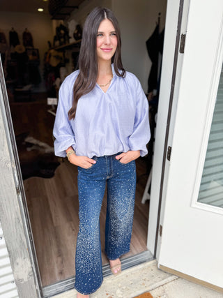 Rhinestone Wide Leg Jeans