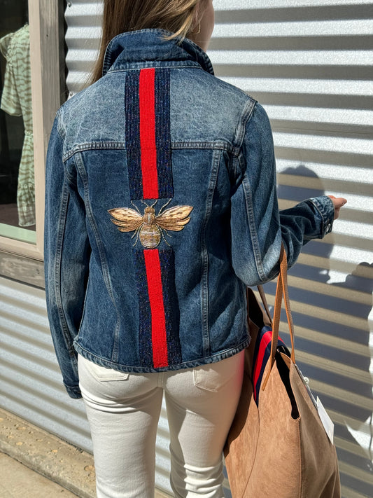 Denim Bee Jacket - Red/Blue