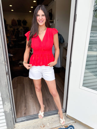 Whisper Lace Top - Red