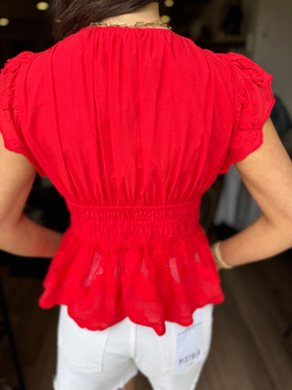Whisper Lace Top - Red