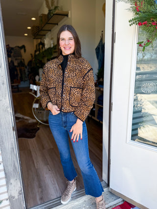 Quilted Leopard Puffer Jacket