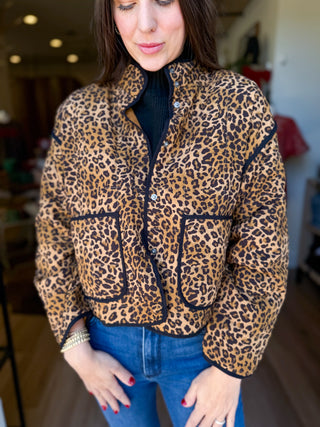 Quilted Leopard Puffer Jacket