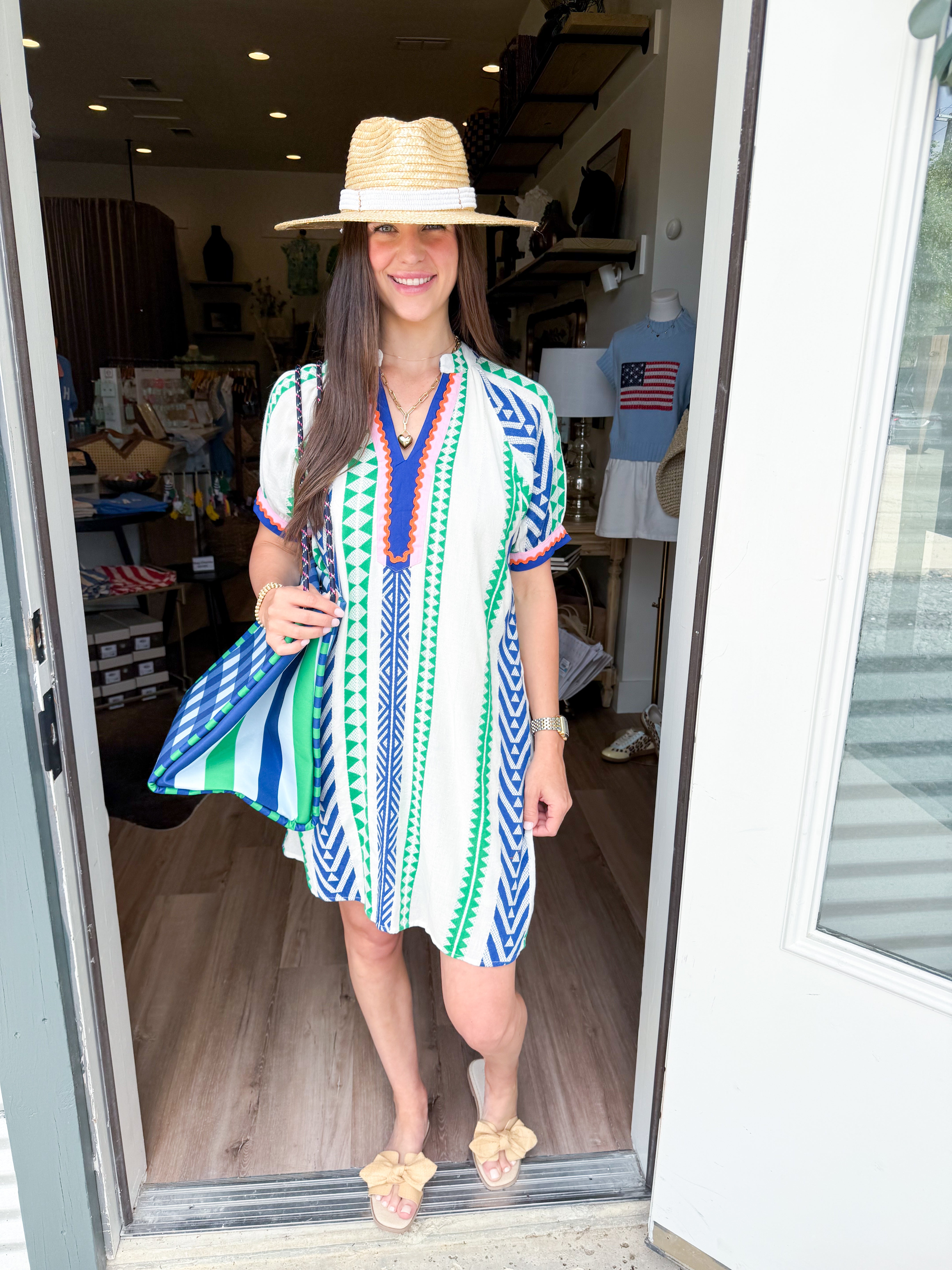 Geo Pattern Dress in Green