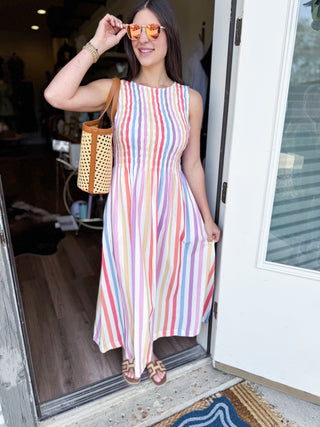 Pastel Rainbow Midi Dress