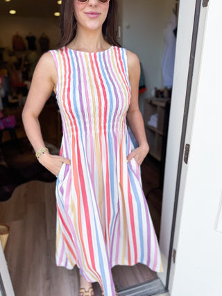 Pastel Rainbow Midi Dress