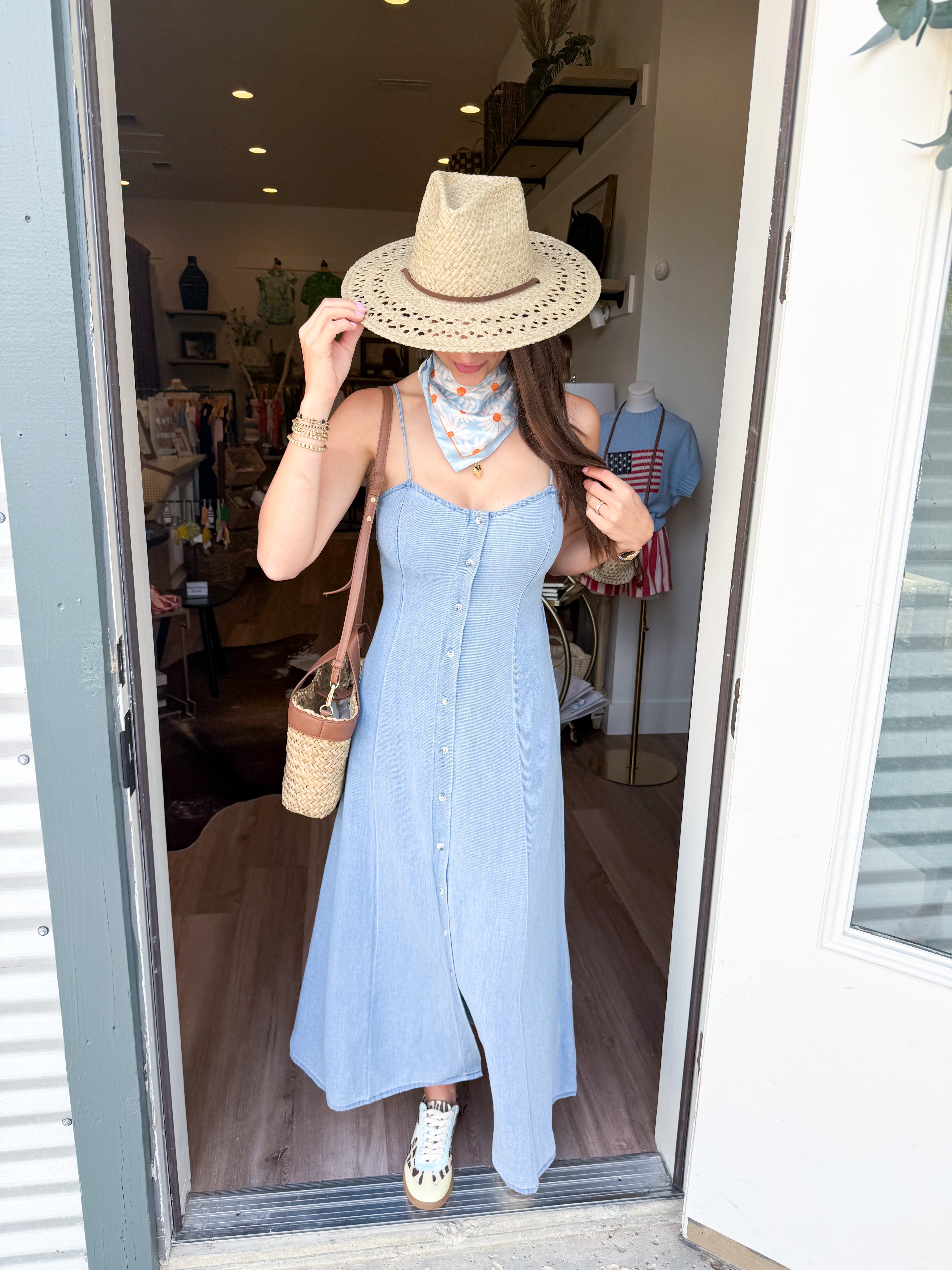 Angel Eyes Twill Midi Dress
