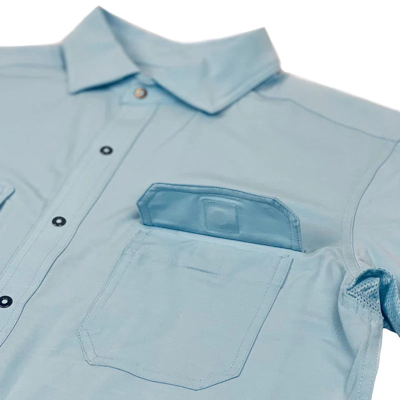 Rio SS Button Up- Aqua