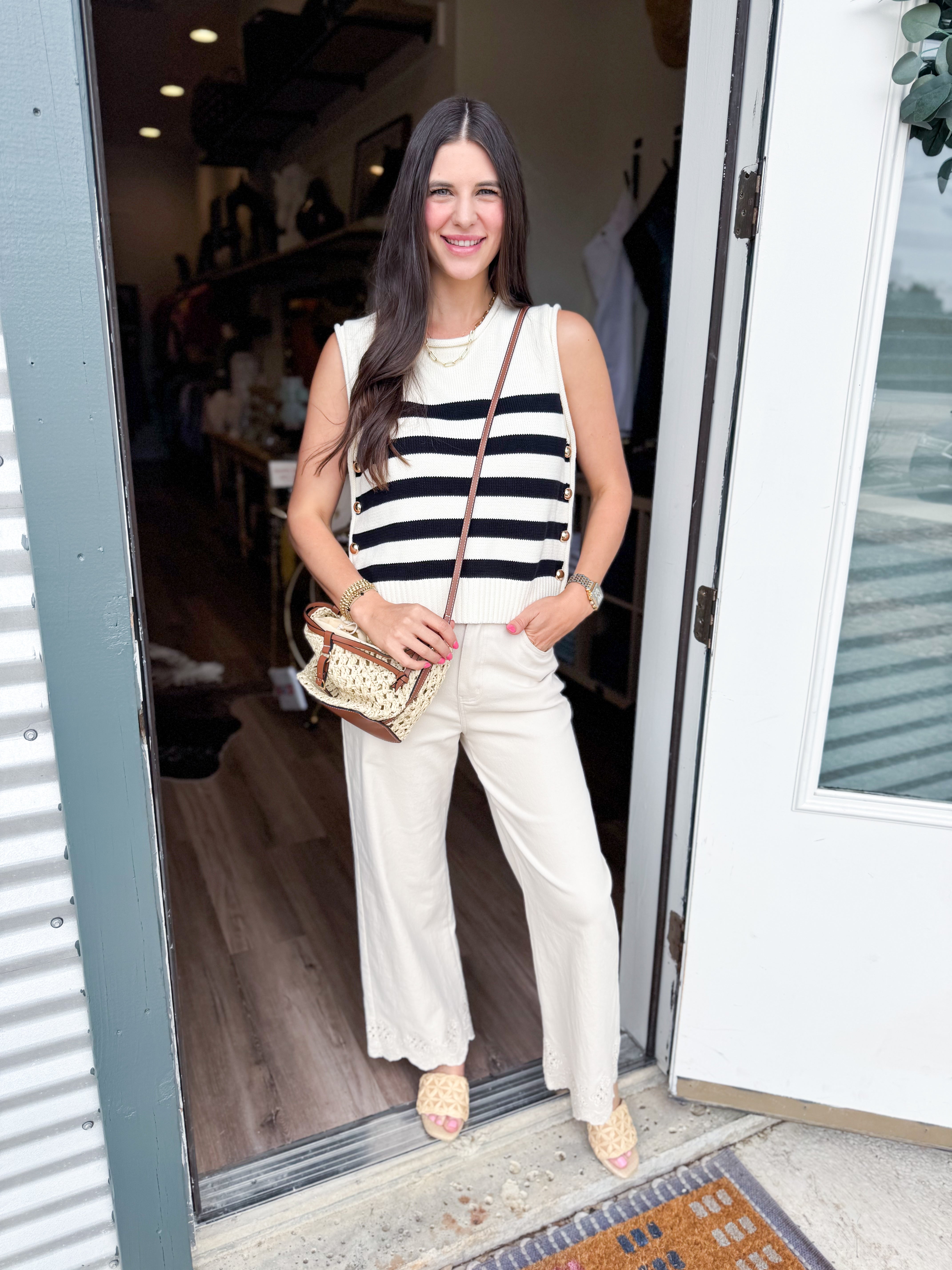 Marina Stripe Button Tank
