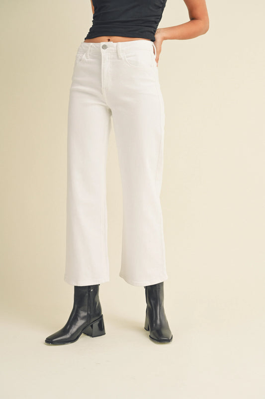 HR Wide Leg Pants- White