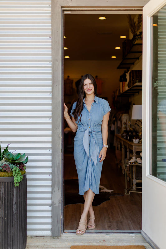 Ruched Waist Tied Dress