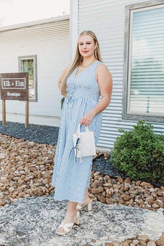 London Dress - Blue Stripe