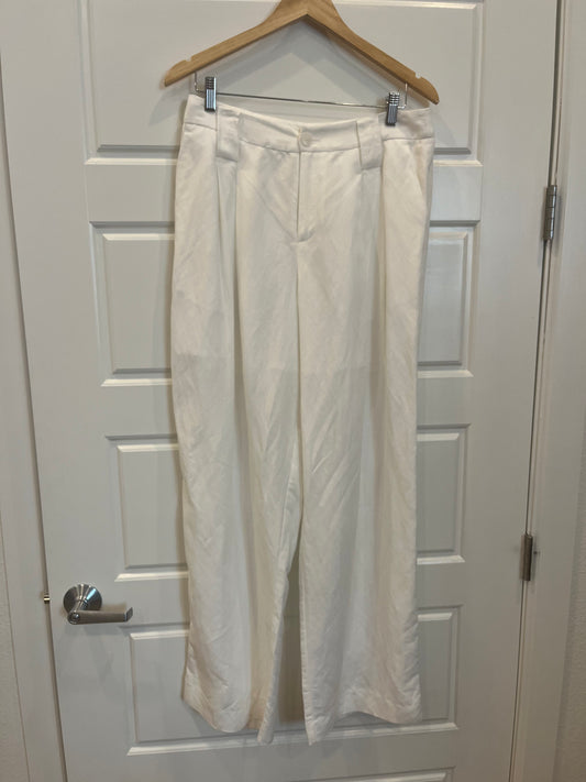 White Wide Leg Pleated Pants