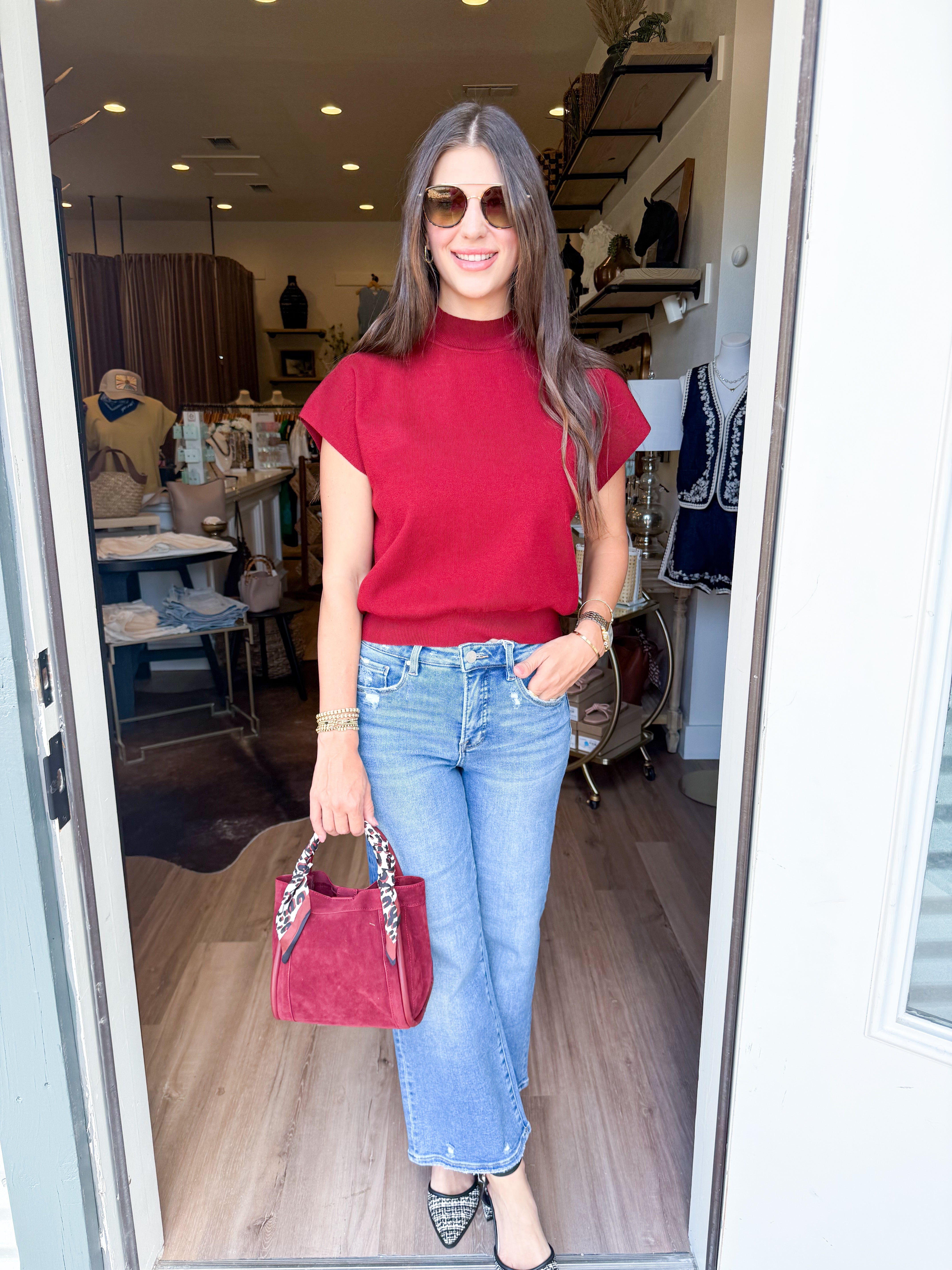 Everyday Mock Neck - Merlot