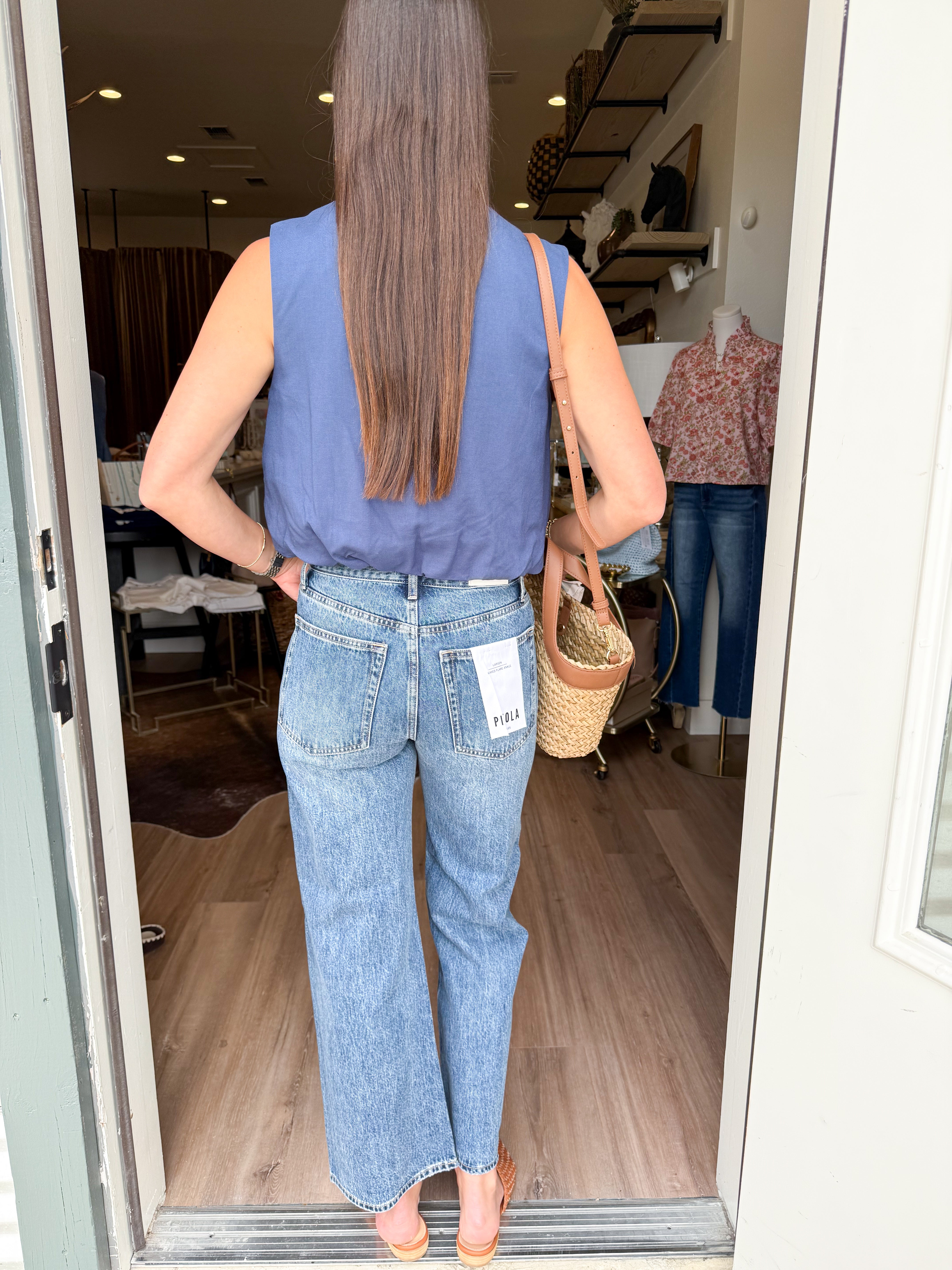 Navy Bubble Top