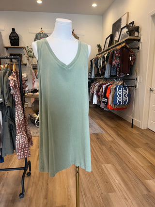 Sloane V-Neck Mini Dress- Avocado