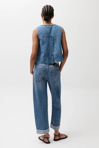 Kacey Mid Rise Cuffed Boyfriend Jeans - Laguna