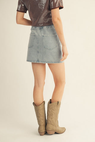 Light-wash Denim Mini Skirt