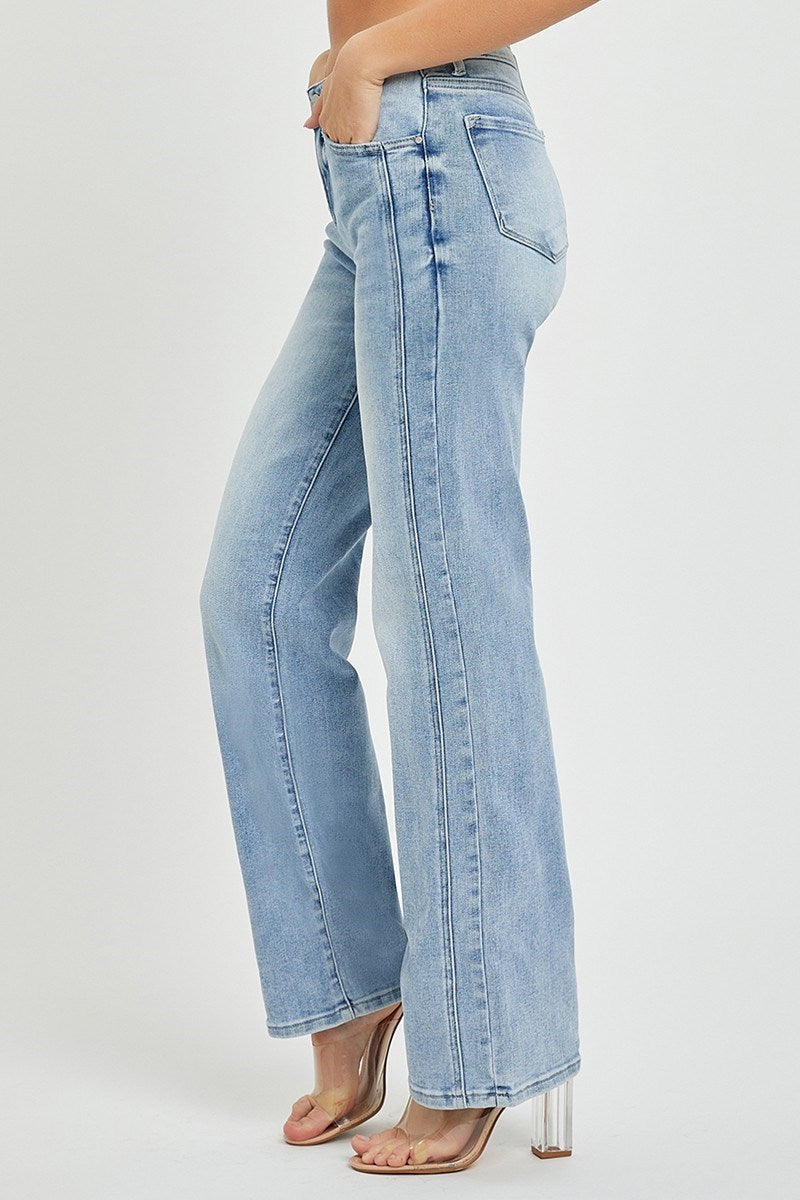 Mid Rise Straight Jeans - Light Wash