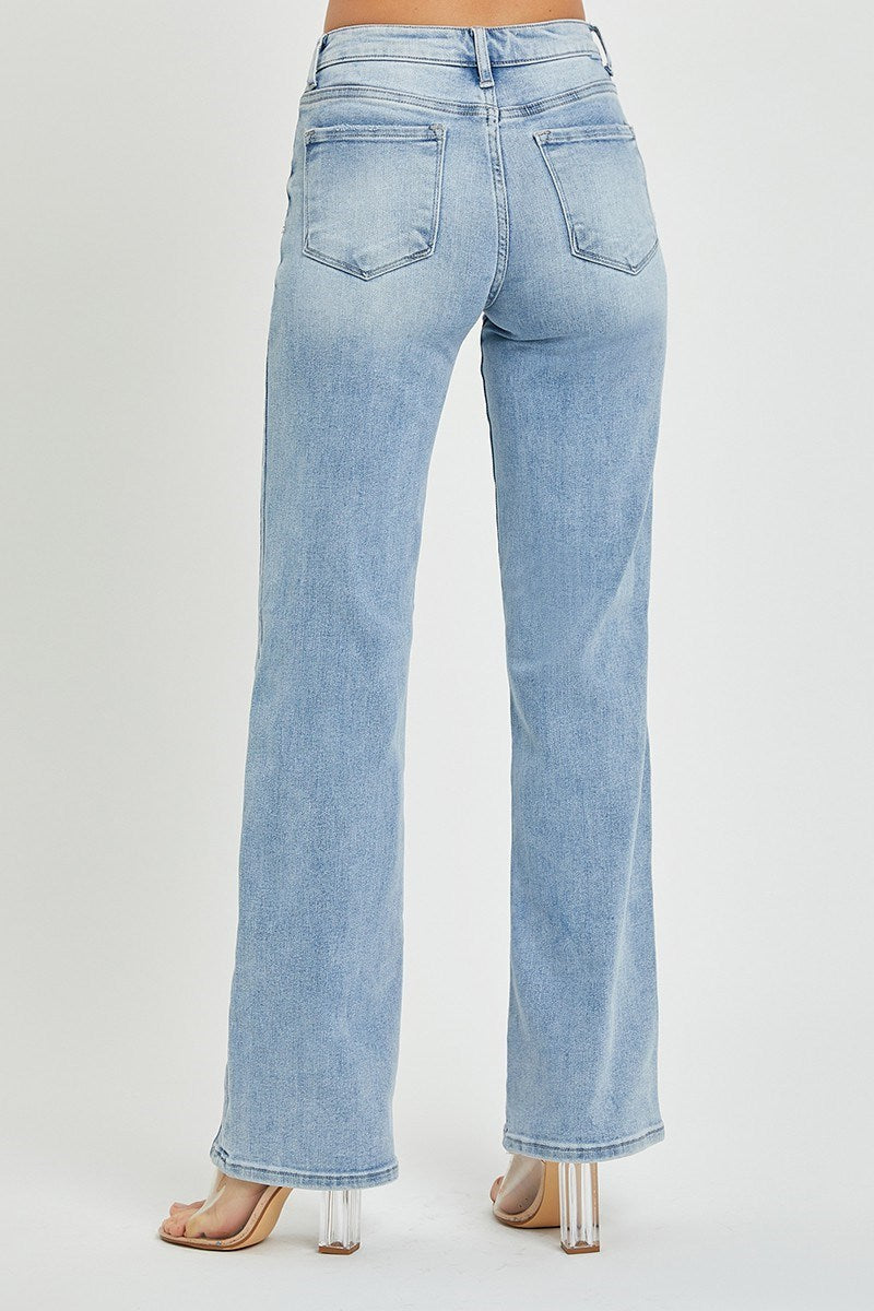 Mid Rise Straight Jeans - Light Wash