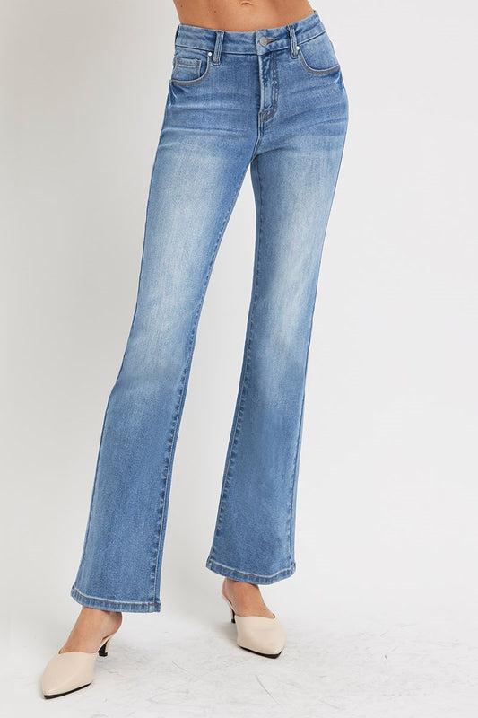 Mid Rise Ankle- Bootcut Jeans Medium Wash