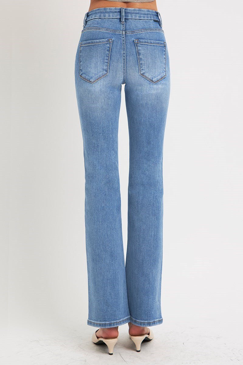 Mid Rise Ankle- Bootcut Jeans Medium Wash