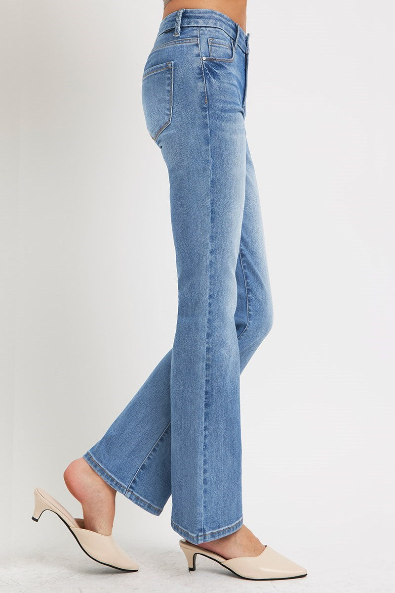 Mid Rise Ankle- Bootcut Jeans Medium Wash