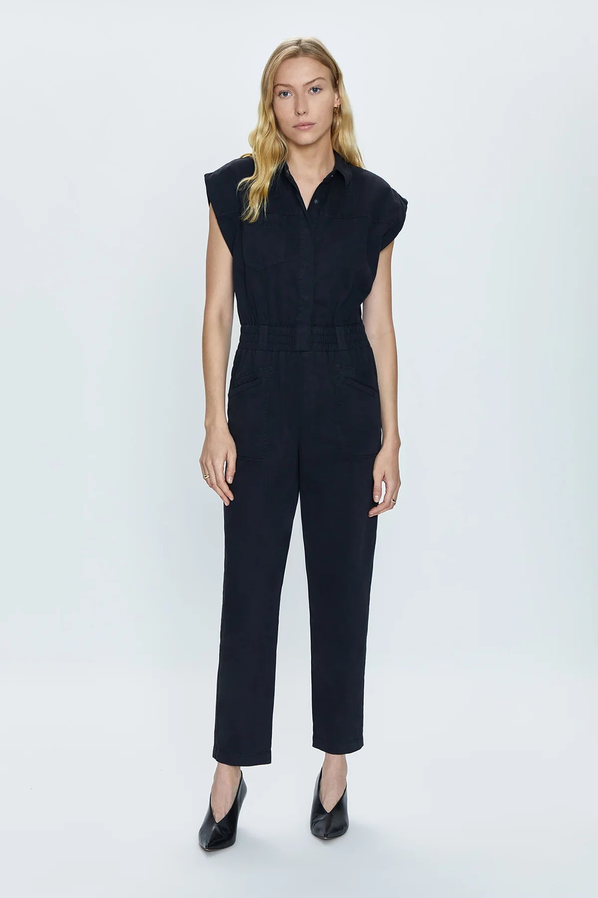 Rosie Cinched Waist Jumpsuit- Fade to Black