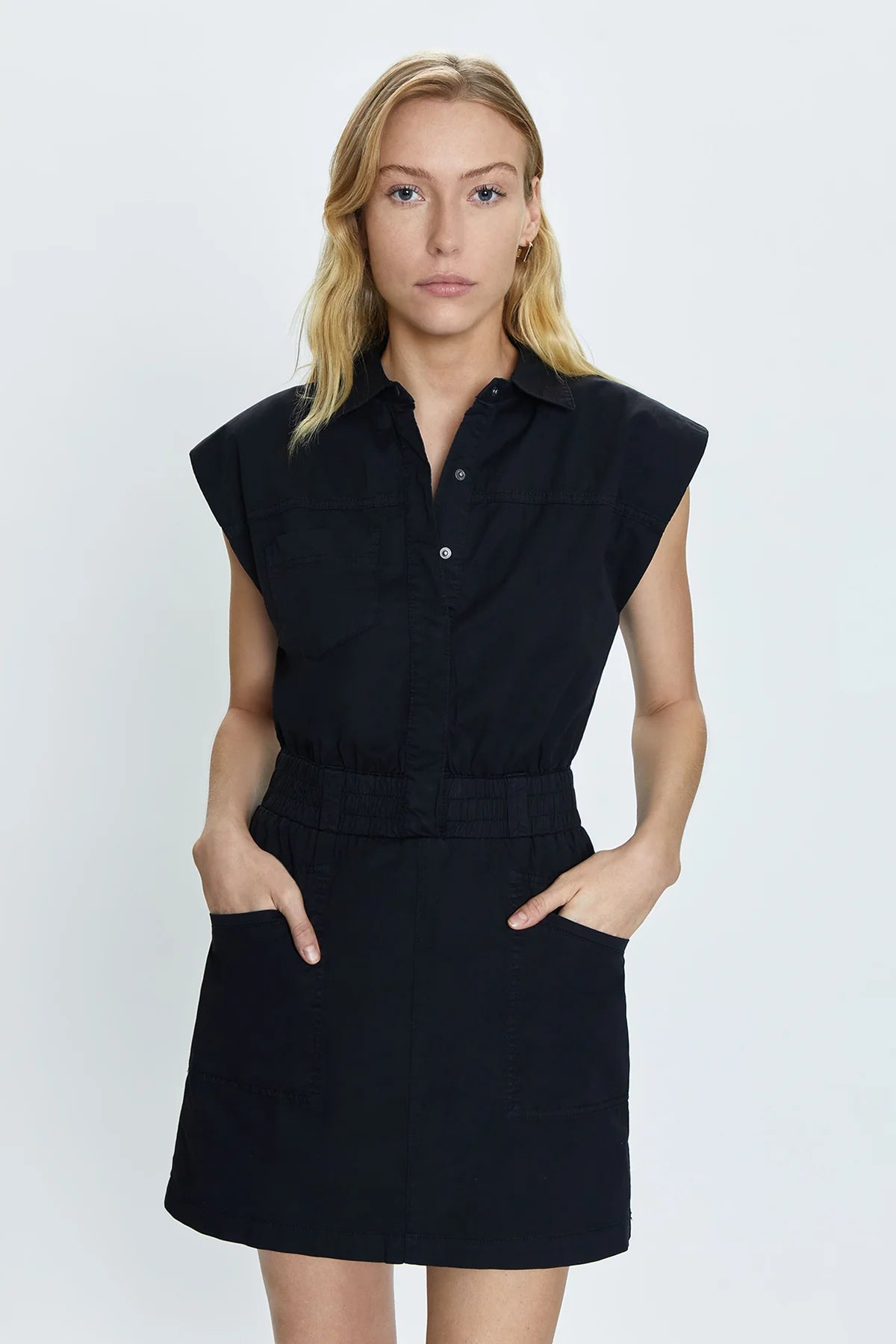 Rosie Cinched Waist Mini Dress- Fade to Black