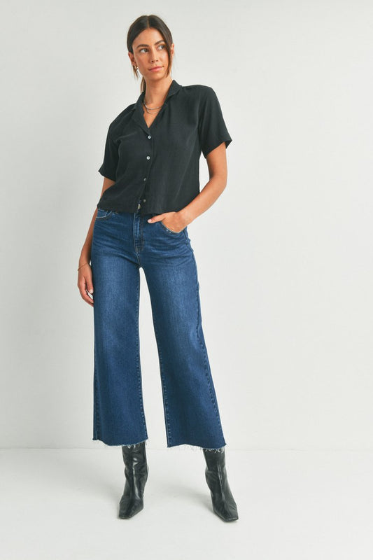 JBD Dark Denim Slim Wide Leg Jeans