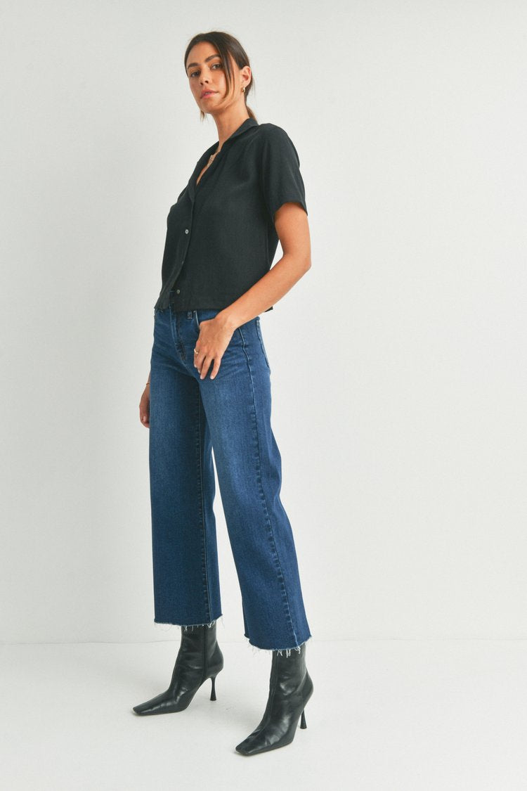 JBD Dark Denim Slim Wide Leg Jeans