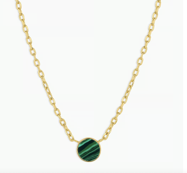 Gorjana Rose Marble Malachite Coin Necklace