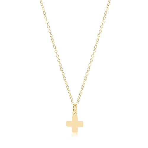 E Newton Signature Cross Charm Necklace Gold