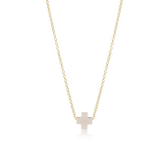 enewton 16" Necklace Gold- Signature Cross Off-White