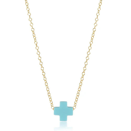 E Newton 16" Signature Cross Necklace Turquoise