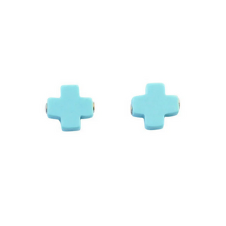 E Newton Signature Cross Stud Turquoise