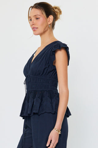 Whisper Lace Top - Navy