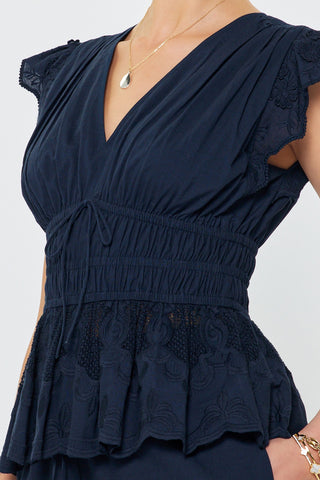 Whisper Lace Top - Navy