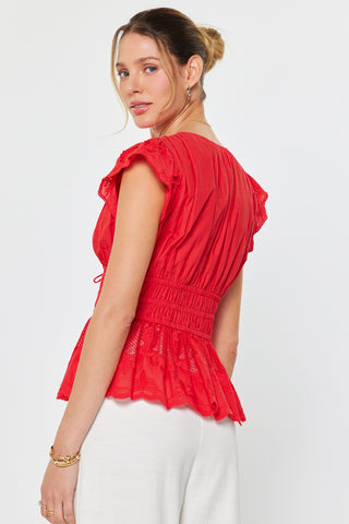 Whisper Lace Top - Red