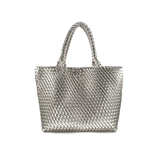 Woven Tote in Pewter